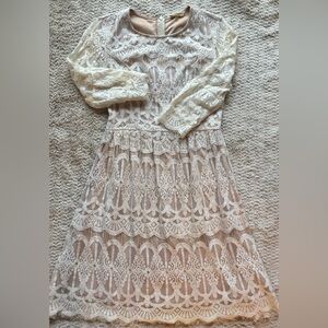 White lace + cream dress